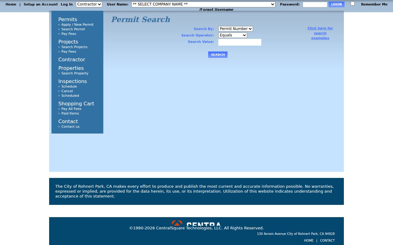 Rohnert Park people search through eTRAKiT permits