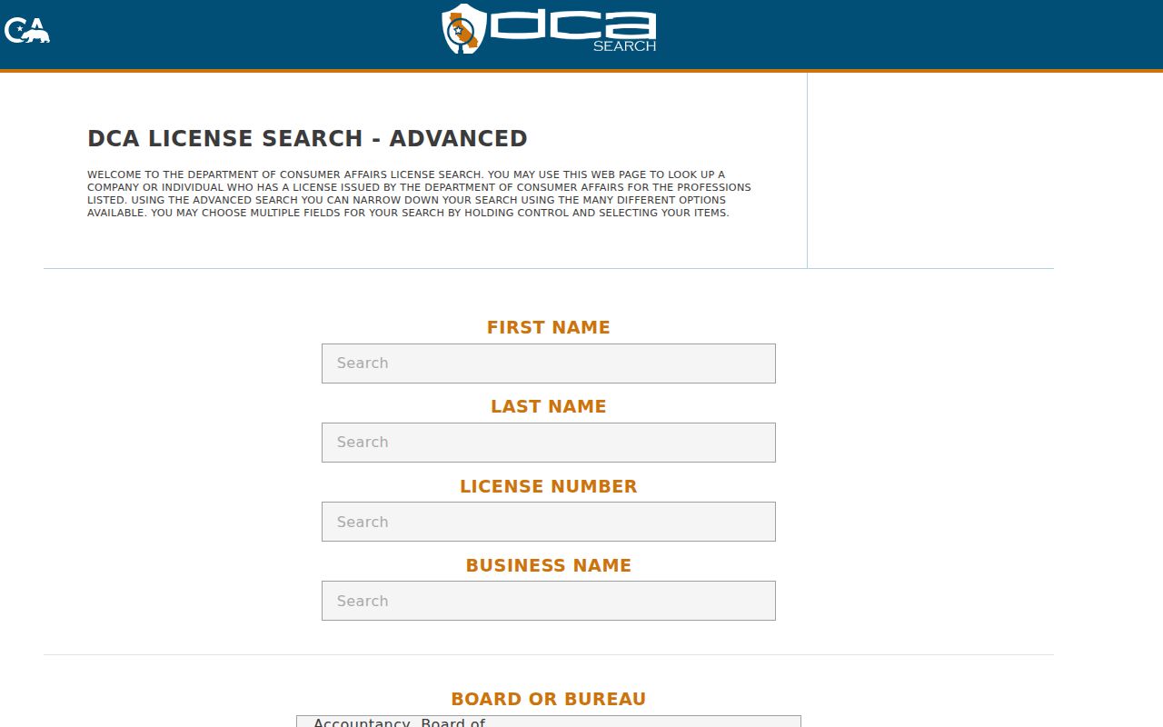 Rohnert Park directory California professional license search
