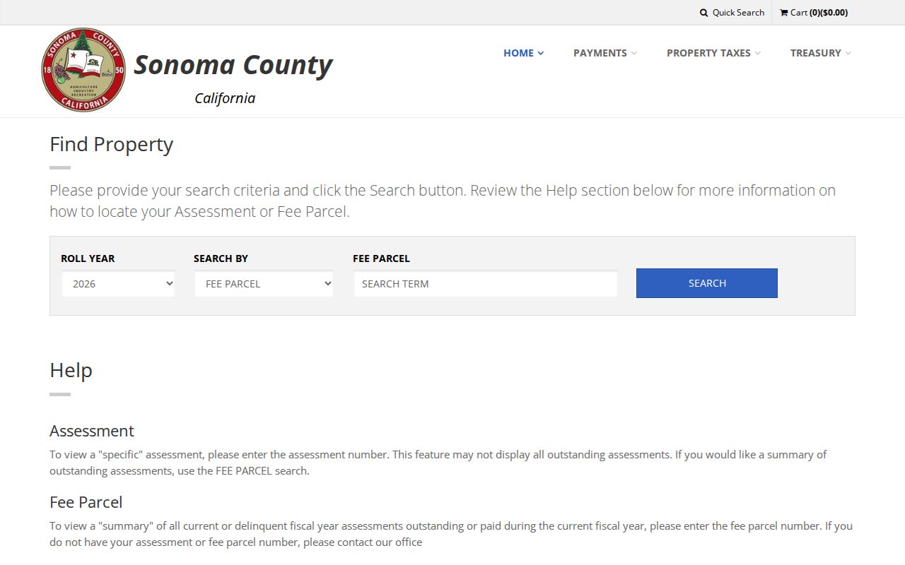 Rohnert Park public records property tax search by roll year
