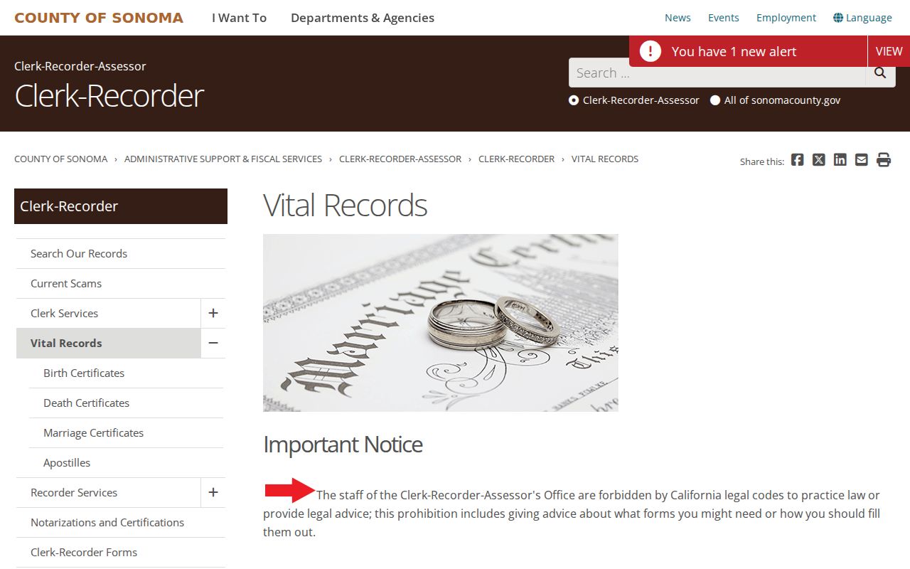 Rohnert Park public records birth death and marriage copy services