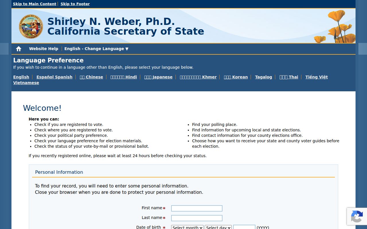 Rohnert Park voter registration My Voter Status lookup